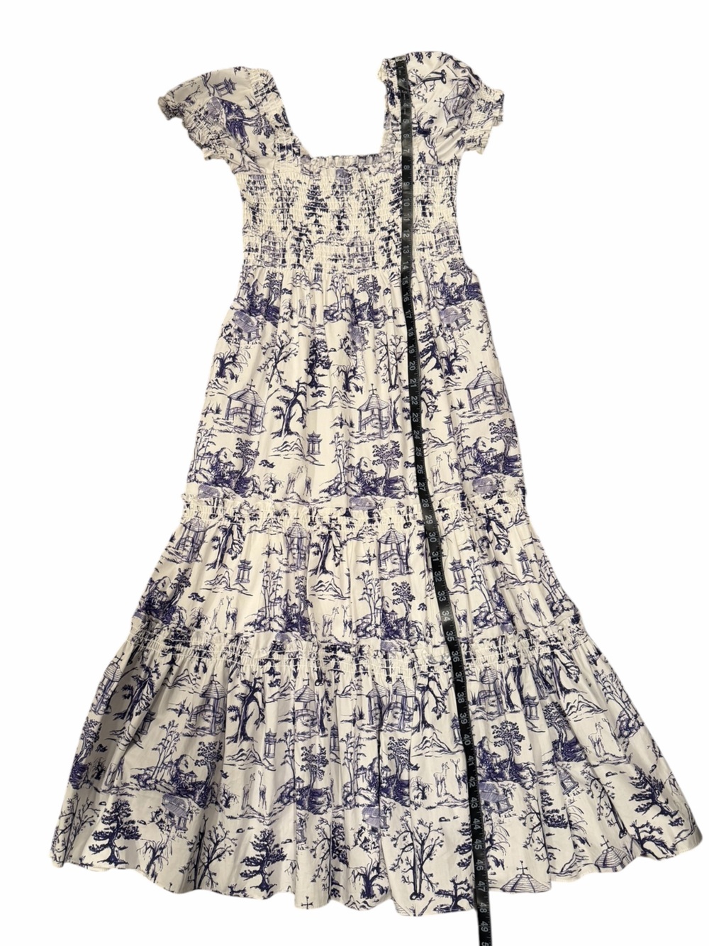 O.P.T. Daphne Blue & White Toile Midi Dress Size S NWOT $198 - Picture 6 of 7